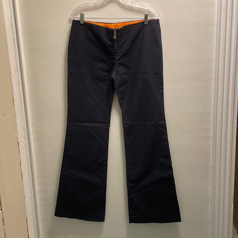 Women’s Navy Flare Pants with Orange Waistband